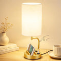 Modern Touch Control Table Lamp with USB Charging and AC Outlet
